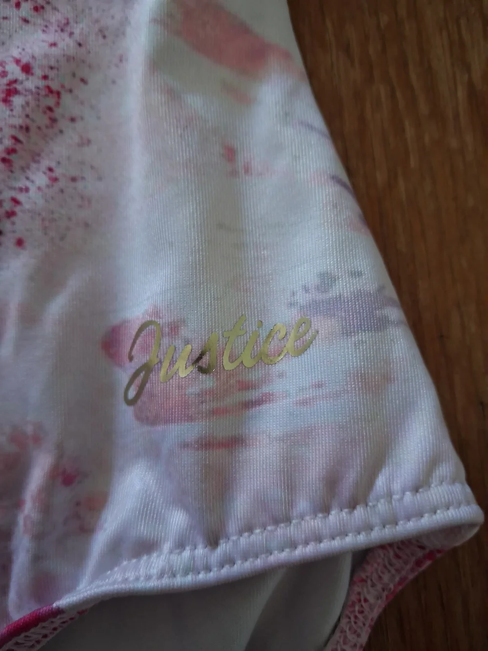 Justice Pink and Purple Floral Swimsuit with Gold Trim
